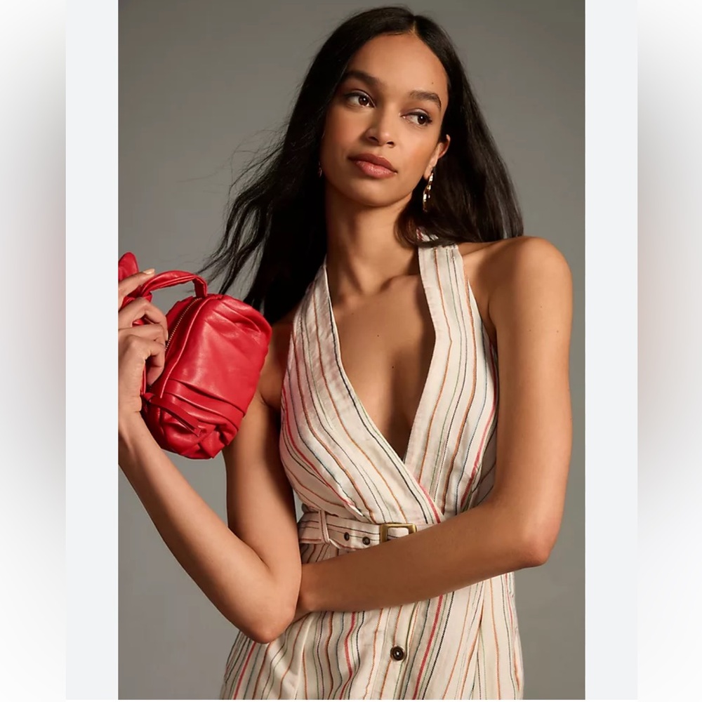 Anthropologie Maeve Belted V-Neck Button-Front Dress - Picture 2 of 6